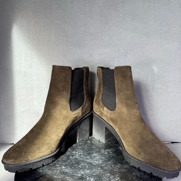 Vince Henderson Water Resistant Green Suede Chelsea Ankle Boot Size 8.5M US - Picture 5 of 9